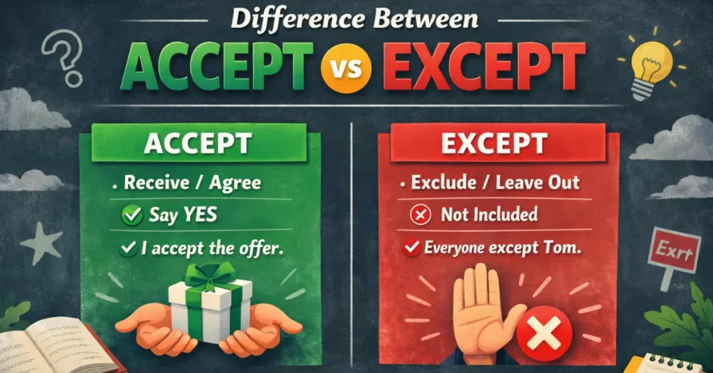 Difference Between Accept vs Except (With Examples)