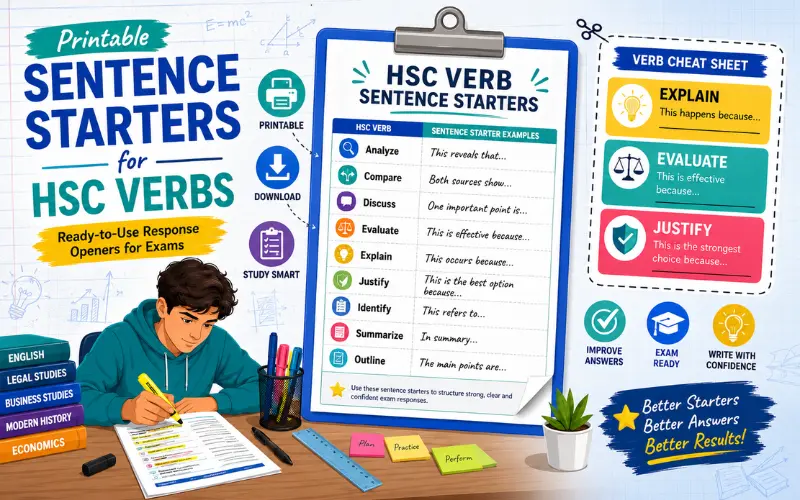 printable sentence starters for hsc verbs
