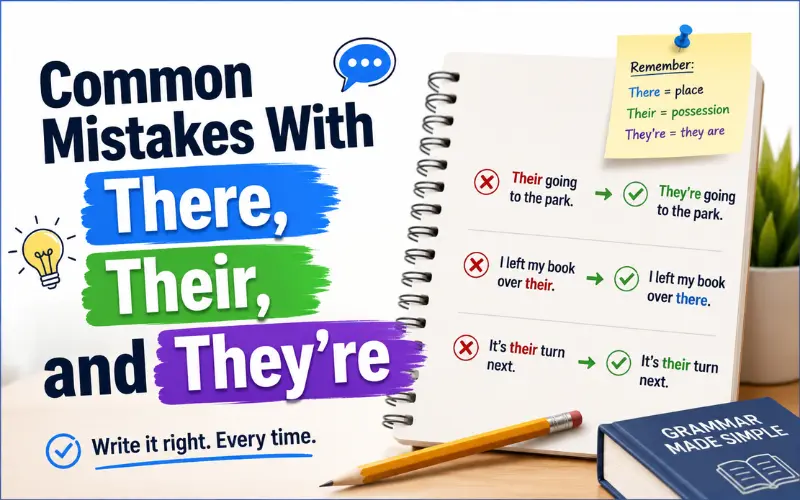 common mistakes with there their and they're