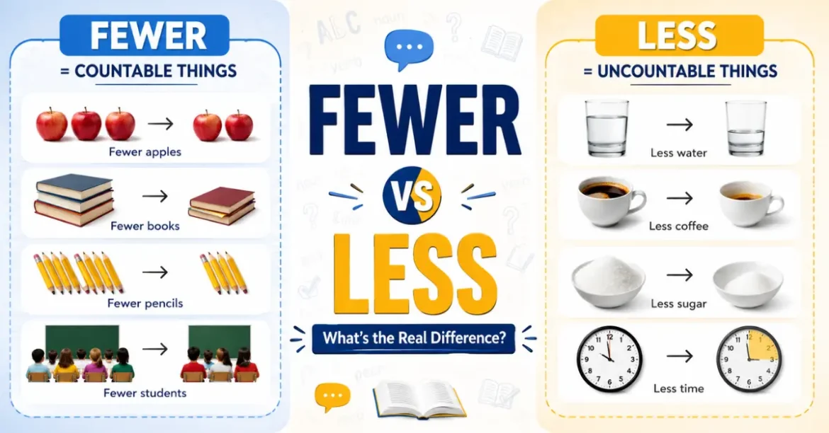 difference between fewer vs less