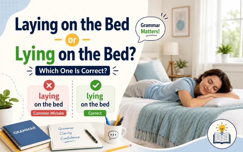 is it laying on the bed or lying on the bed